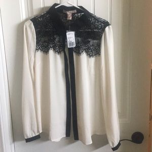 Sheer long sleeved lace top NWT